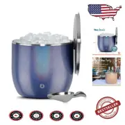 Luxurious Large Round Ice Bucket - 7L Stainless Steel with Lid for Entertaining