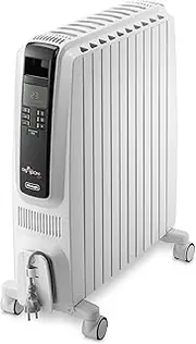 [De'Longhi] Dragon 4 Electric Oil Column Heater TRD42400ET, 11 Fin Home Heater for Medium to Large Rooms, Safety Thermostat, 24-Hour Timer, LED Display, 2400W, White