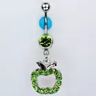 Apple Dangle Belly Button Navel Ring Vegetarian Vegan Piercing Jewelry (C24)