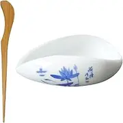 Zerodeko 1Set Loose Leaf Tea Spoon Multi Function Ceramic Tea Scoop Holder for Teaware Accessories Porcelain Design for Home Kitchen Travel Use