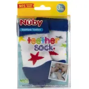 Nuby Soothing Teether Sock, Blue Stars, 5" bebe baby dientes teeth medias
