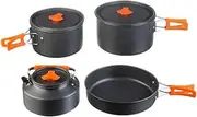 Camping Cookware Set Outdoor Pot Tableware Kit Water Kettle Pan Utensils Hiking Picnic Equipment Outdoor Cooking And Picnic For 4-6 People