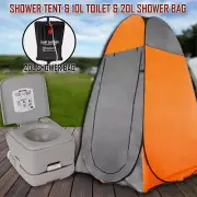 10L Outdoor Portable Toilet 20L Shower Bag Camping Tent Pop Up Change Room Or