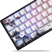 XVX PBT Japanese Shine Through White Keycaps, Plum Blossom Custom Set 127 Keys, Doubleshot Cherry Profile for Cherry Gateron MX Switches Mechanical Keyboards
