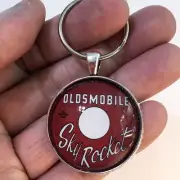 Vintage Oldsmobile Sky Rocket Air Cleaner Decal Sticker 1.2" Keychain