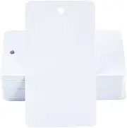 SOFPLATE 100Pcs Blank White Shipping Tags Waterproof Plastic Tags Rectangle 5 x 9cm Hanging Name Identification Eyelet Tag Wires Labeling for Identify Name ID Card Handbag Luggage Outdoor Tagging