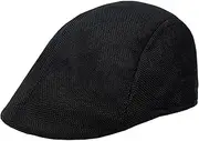 [Tadill] Beret Cap Flap Cabbie Hat Hip Hop Casual Warm Herringbone Hat Men Flat Cap Painter Hats for Gardening Hiking Outdoor Camping, Black