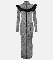 [Alessandra Rich] Alessandra Rich Embellished mesh midi dress AU 8 black