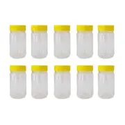 10x 500g Plastic Honey Jars + Lids - Round Clear Food Grade Packaging Containers