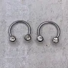 PR OF CLEAR FRONT FACING GEM HORSESHOES NIPPLE RINGS EARRINGS CARTILAGE NEW 14G