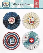 ECHO PARK "GO SEE EXPLORE" MINI PAPER FANS TRAVEL VACATION SCRAPJACK'S PLACE