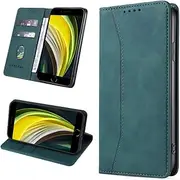 Leaisan Mobile Phone Case for iPhone SE 2022/iPhone SE 2020 Case, iPhone 8/iPhone 7 Case Premium Leather Flip Foldable Shockproof Magnetic [Stand Function] [Card Slots] Protective Case - Malachite