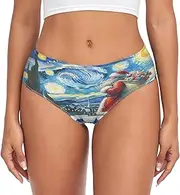 [RPLIFE] Christmas Santa Claus Starry Night Ladies' Briefs, Breathable Panty, Womens Briefs Underwear Stretch, Christmas Santa Claus Starry Night, Medium