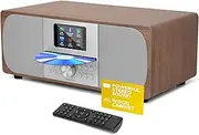 CD Player with DAB Radio | HIFI System | DAB+, Bluetooth Radio, FM Radio | Powerful Stereo System | Acoustic Wood Cabinet | CD Player With Speakers 100W | 40 Presets, Headphone Jack | Lemega MSY6