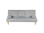 3 Seater Sofa Bed Lounge Recliner Couch with Cup Holder Line Fabric Light Grey