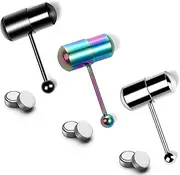 [TOOLSSIDE] 3 Pcs Vibrating Tongue Rings - Tongue Piercing Jewelry, Stainless Steel, 14g, Kit