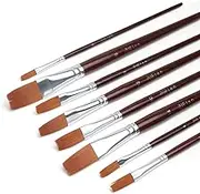 Elan Flat Paintbrush Set, 8 PCS Synthetic Nylon Brushes, Artist Flat Paint Brush Set, Short Handle Paintbrushes for Acrylic and Gouache Painting