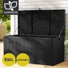 Gardeon Outdoor Storage Box 830L Container Lockable Bench Tool Shed All Black