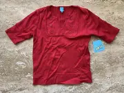 New Paul Frank Clothing Red Knit Top Sz M