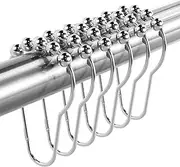 [Titanker] Shower Curtain Hooks Rings, Rust-Resistant Metal Shower Curtain Hooks for Bathroom Shower Rods Shower Hooks Shower Rings for Curtain - Set of 12, Chrome