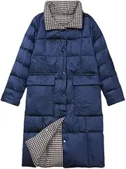 [Generic] Womens Long Reversible Down Coat Feather Jacket Travel Double Side Warm Thick Plus Jackets