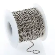 50 Feet Spool 2.4mm STEEL BALL Chain + 50 Connectors ~ #3 Size Chain NPS