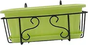 SUPVOX 1Set Rectangular Hanging Railing Flowerpot Flower Trough for Balcony Planting Planter with Rack and Tray for Vegetable and Flower Display