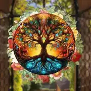 Tree Of Life Water Sunset Suncatcher Double Sided Round Acrylic Wall Art Decor