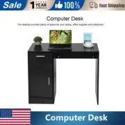 New 1 Drawer 1 Door Compact Computer PC Laptop Desk Table Workstation (Black)