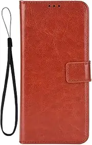 [HWPIVOX] Leather Case for Samsung Galaxy A70, Wallet Case for Samsung Galaxy A70 Flip PU Leather Cover, Magnetic Buckle Protection Phone Cover for Samsung Galaxy A70 Case Brown
