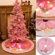 108cm Christmas Pink Felt Cloth LED Light Up Tree Skirt Blanket Party Decoration