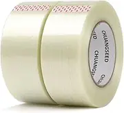 2Pack Mono Filament Strapping Tape 6.2mil x 2Inch x 30yds Commodity Grade Heavy Duty Transparent Reinforced Fiberglass Tape CHUANGSEED