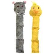 Paw Play Plush Squeak Hippo & Chicken Pet/Dog/Cat Chew/Play/Playing Toy