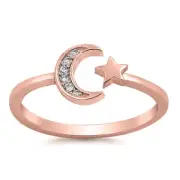Crystal moon star sterling silver toe ring
