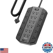 4000J Surge Protector Power Strip, TESSAN 22 Outlets Heavy Duty Extension Cor