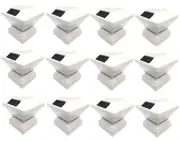Relightable 12-Pack White Color Solar Light Post Cap 4x4 PVC Fence Style 246WX12