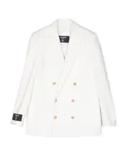 double-breasted cotton blazer 12Y White