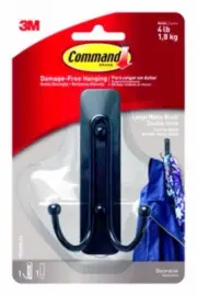 Command 2 in. L Matte Black Metal Large Double Hook 4 lb. cap. 1 pk (Pack of 4)