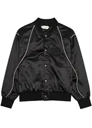 Honor The Gift Logo Satin Bomber Jacket - Black - S S