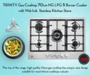 TRINITY TRG700 5 Burner 70cm Built-in Gas WOK Cooktop FREE Delivery
