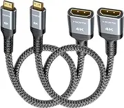tunghey 2Pack Nylon Braided Mini Hdmi to Hdmi Extension Cable,Mini HDMI to HDMI Female Cable 4K Compatible with Camera Camcorder Graphics Video Card Laptop Pi-co Projector Tablet 0.2m