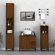 Bathroom Under Sink Cabinet, Bathroom Vanity Base Unit Storage Floor Cabinet Bathroom Cabinet Brown Oak 65x33x60 cm Engineered Wood