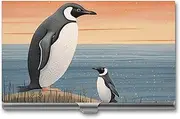 [LKHDS] Slim Aluminum Alloy Business Card Holder Hand Drawn Penguin Pocket Business Card Case Portable Business Card Wallet Business Card Holders Handheld Card Box for Women Men, style, One size