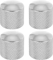 uxcell 4Pcs Aluminum Guitar Knobs Shaft Volume/Tone Silver Control Knobs CNC Machined Knurled Design for Electric Guitar Bass Audio Tuning Replacement