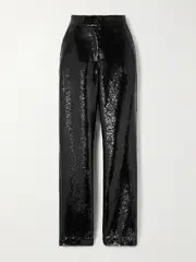 [Veronica de Piante] Veronica de Piante - Mick Sequined Crepe Straight-leg Pants - Black - IT42 IT 42 Black