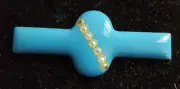 Antique Robins Egg Blue Enamel & Painted Unique Circle Design Piece Trim #H811