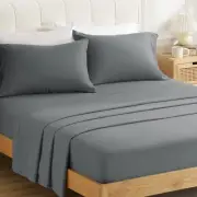 King Bed Sheets Set Grey 1800 Super Soft Brushed Microfiber 4 Pieces Bedding ...