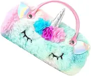 [Healvian] Plush Unicorn Eyeglass Case for Handheld Glasses Holder Durable and Protective Sunglasses Case for Unique Design for Safe Storage