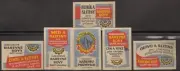 MATCHBOX LABELS CZECHOSLOVAKIA-Kovosrot rare metals scrap comp, set of 6-**