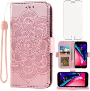 Compatible with iPhone 7plus 8plus 7/8 Plus Wallet Case and Tempered Glass